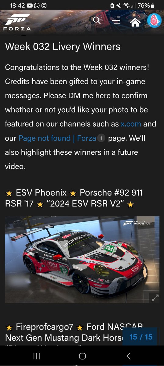 ᴇꜱᴠ ᴘʜᴏᴇɴɪx 🇬🇧 (@esv_phoenix) on Twitter photo Really pleased to have my work recognised by <a href="/ForzaMotorsport/">Forza Motorsport</a> as one of the best in 2024, my last livery for <a href="/RyzeMotorsport/">Ryze Motorsport</a>, along with <a href="/RZM_Valkyrie/">Ali</a>. In addition, my First proper <a href="/ESV_Motorsport/">Elusive Motorsport</a> livery is one of last weeks livery contest winners for week 032.
Cheers 👍 Really pleased to have my work recognised by <a href="/ForzaMotorsport/">Forza Motorsport</a> as one of the best in 2024, my last livery for <a href="/RyzeMotorsport/">Ryze Motorsport</a>, along with <a href="/RZM_Valkyrie/">Ali</a>. In addition, my First proper <a href="/ESV_Motorsport/">Elusive Motorsport</a> livery is one of last weeks livery contest winners for week 032.
Cheers 👍