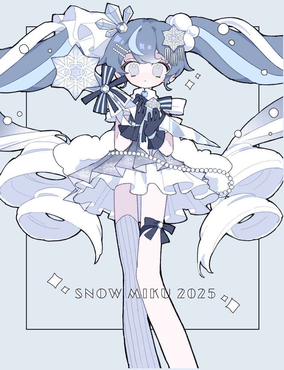 初音ミク ,雪ミク 「クリスタルちゃん好きです 」|しろくろのイラスト