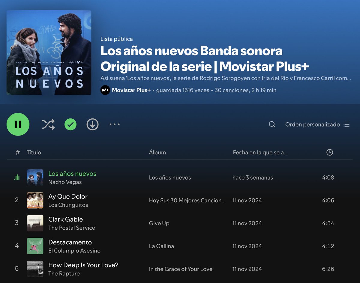 Por supuesto ya con la BSO guardada en Spotify. La selección de canciones y el uso de la música al final de cada episodio es genial. Y con un fantástico nuevo tema del gran Nacho Vegas.