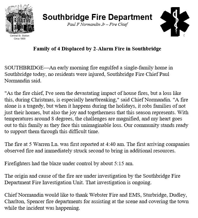 Southbridge Fire tweet media