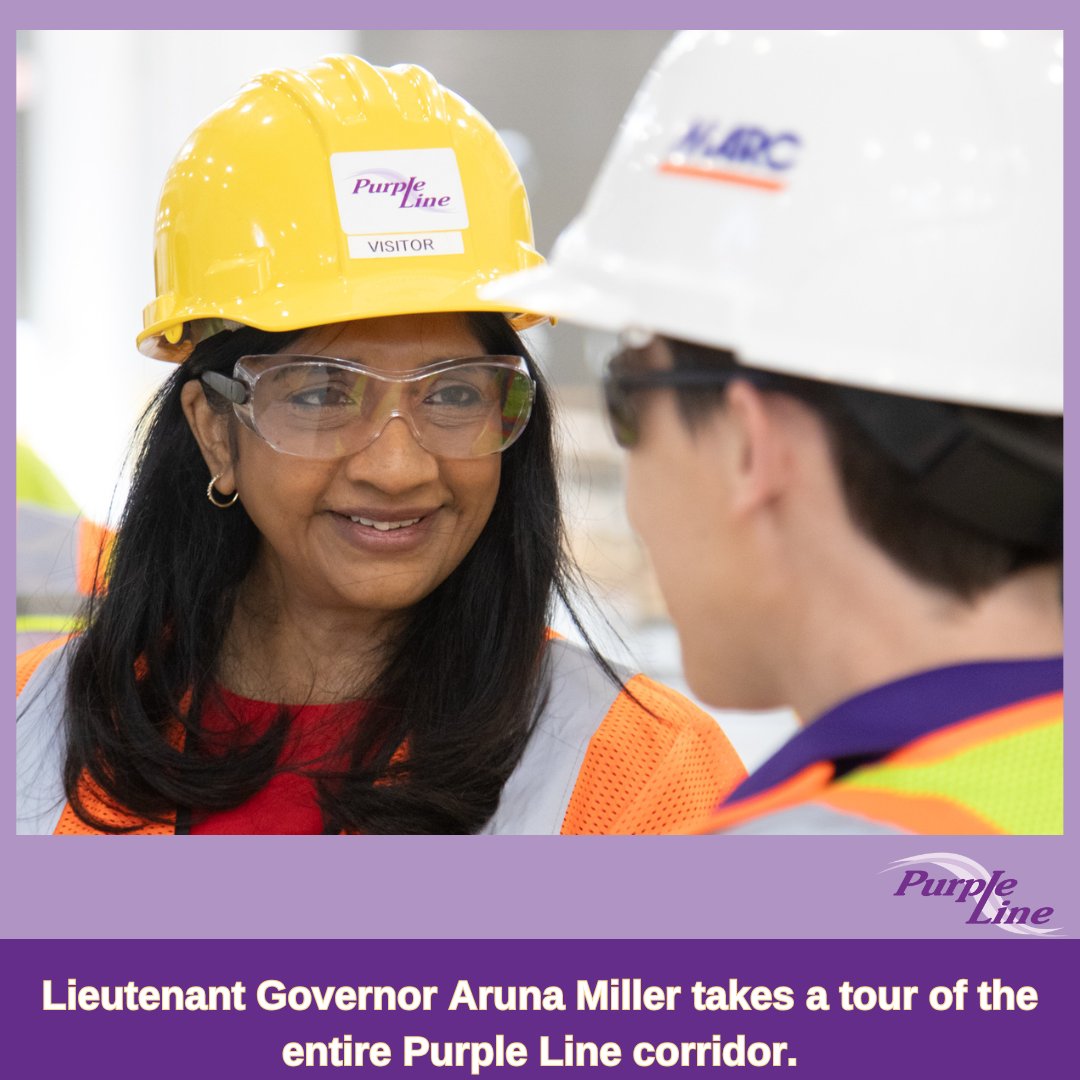 PurpleLineMD's tweet photo. 2024 was the year of MOMENTUM! We were honored to host @LtGovMiller for a tour of the Purple Line corridor in late May. We also celebrated setting structure girders on the Kenilworth flyover bridge. Construction is advancing &amp; we’re building momentum! 🟣🚆 #PurpleLineprogress https://t.co/7WqtRiuLtJ
