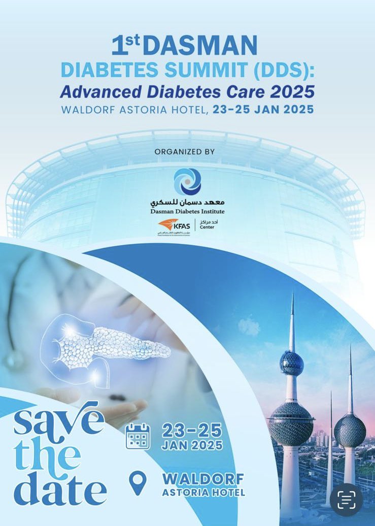 بالنيابة عنه اللجنة المنظمة نتشرف بدعوة الزملاء المختصين و المهتمين لحضور مؤتمر دسمان الدولي الأول للسكري

#سكري_الان 

Register now for the 1st International Dasman Diabetes Summit (IDDS)

Registration link:

idds2025.com