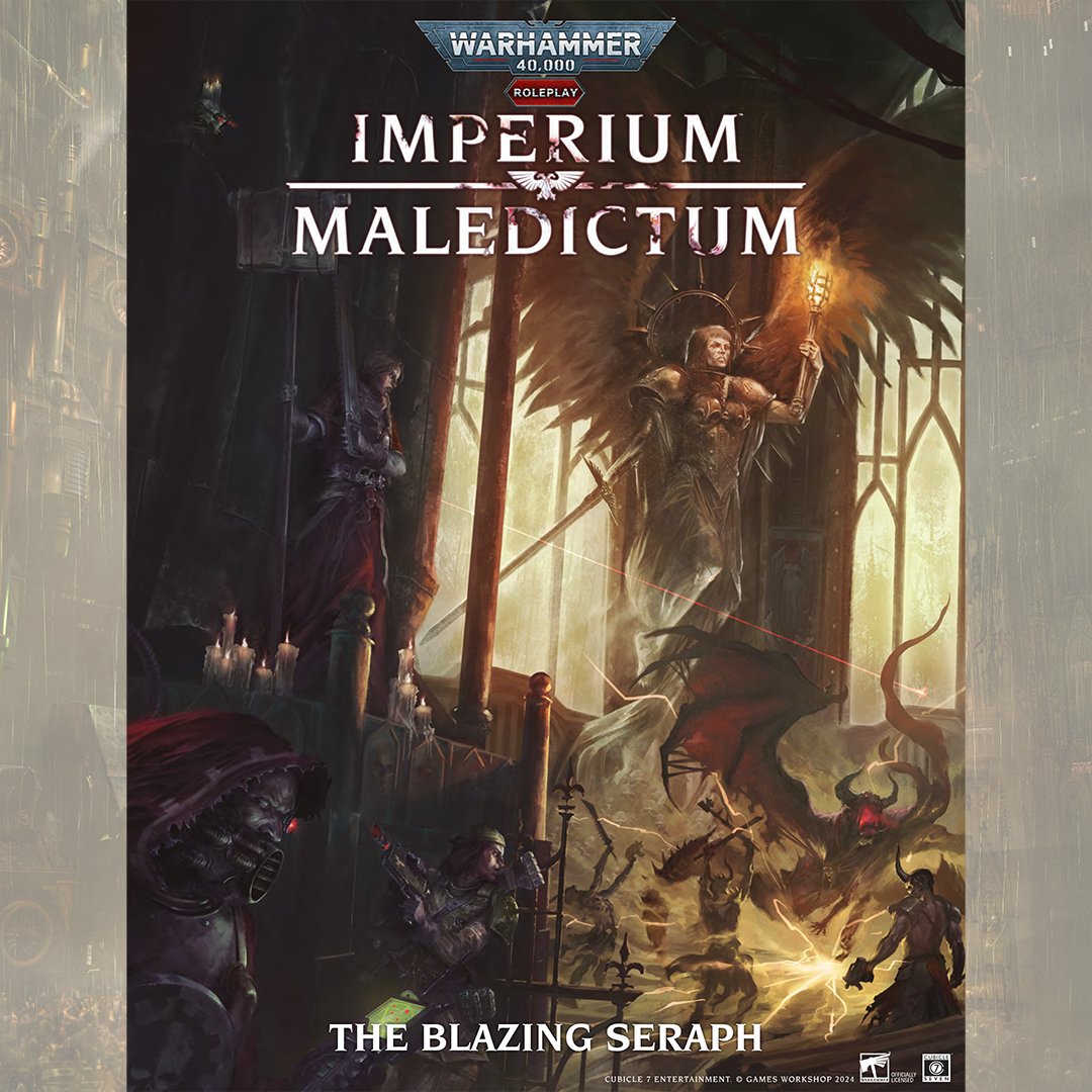 Warhammer 40,000 Roleplay: Imperium Maledictum, Starter Set. The Blazing Seraph is included in the Imperium Maledictum Starter Set, an adventure that teaches you how to play as the story unfolds. 

Available for pre-order here! 
eu1.hubs.ly/H0fwNPB0+

#warhammer40k #ttrpg