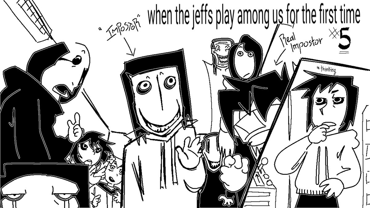 When Jeffs play among us for the first time!!
[COMIC (1/7)] 🧵

Artist - <a href="/gepor9301/">𝚗𝚊𝚝𝚊 𝚍𝚎 𝚌𝚘𝚌𝚘</a> 

#fridaynightfunkinmod #FNF #jeffthekiller #creepypasta #AmongUs #fridaynightfunkin