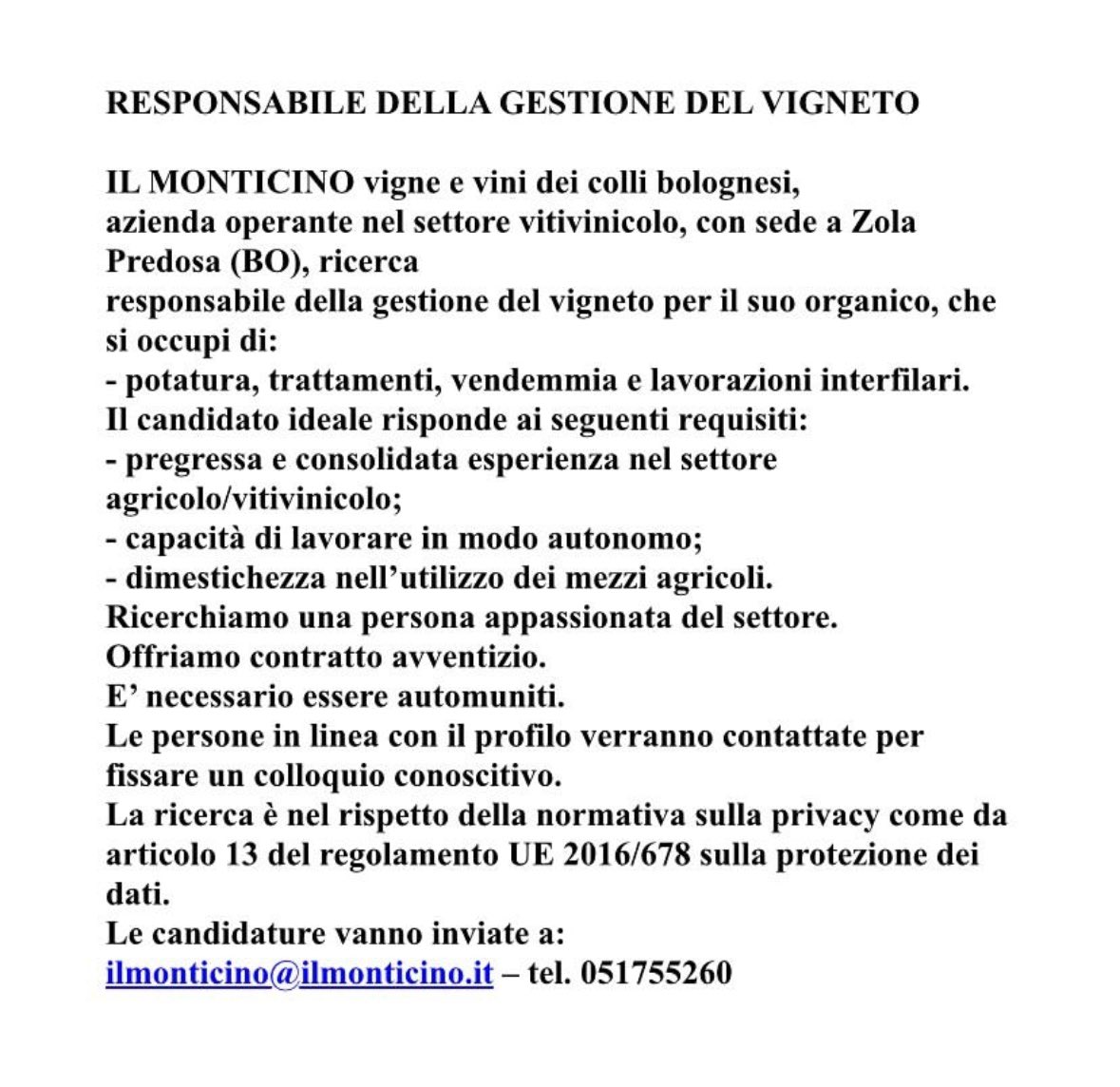 We are hiring
Stiamo cercando