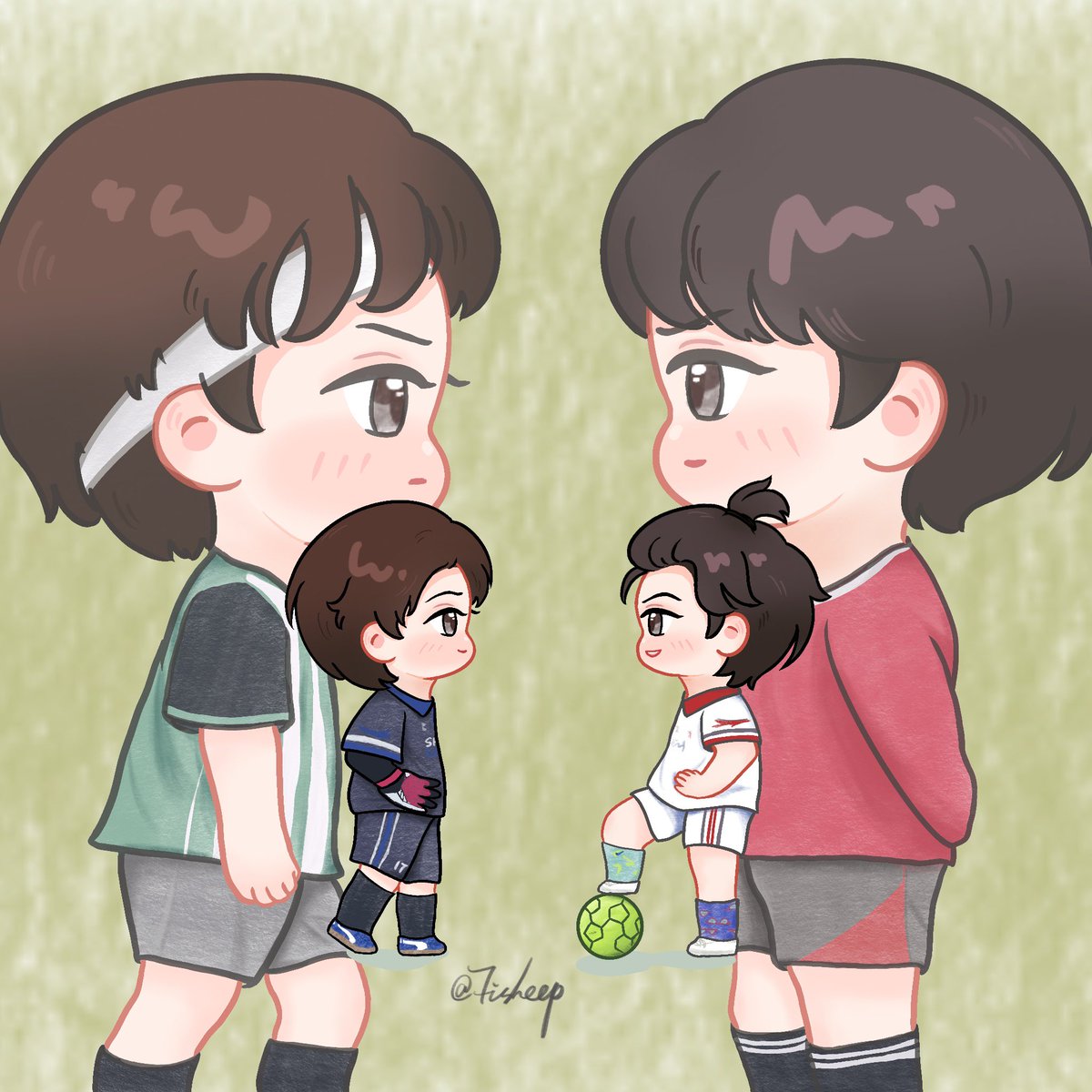 Fisheep_yu's tweet photo. 不知道为什么又开始画炳南了，这俩男的给我下了什么咒吗？大好的周末光看炳南踢足球去了💦

#Badbuddy_Fanart 
#โอมนนน #OhmNanon 
#OhmNanonFanArt https://t.co/gnIvYxBQhU