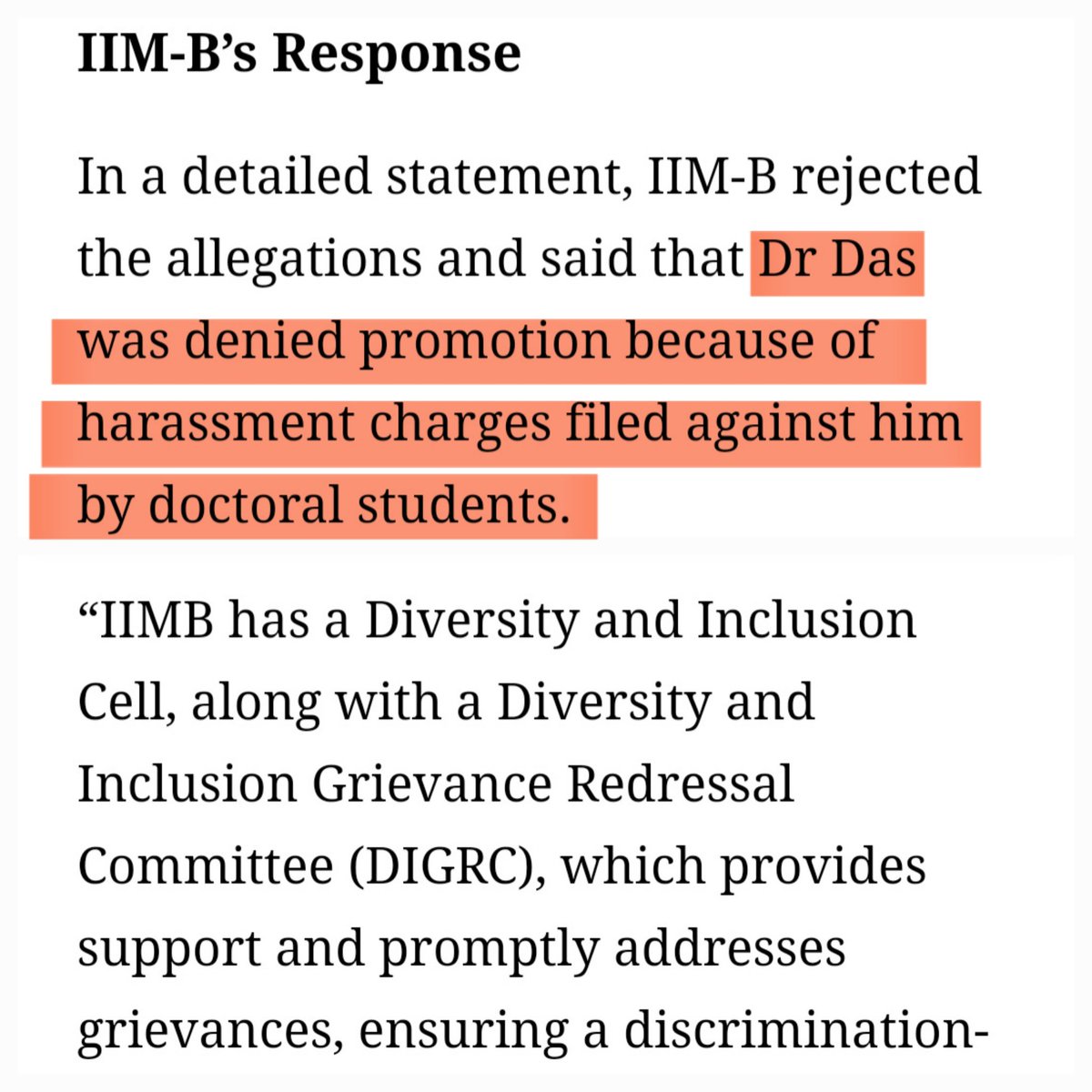 -Dalit professor in IIM-B accused of harrassing doctoral students
-IIM-B's DIGR committee (which also included another eminent dalit professor), investigated &amp; found accusations to be true
-IIM-B denied promotion to him
-He filed case under SC/ST act

Social justice>>>>>Justice??