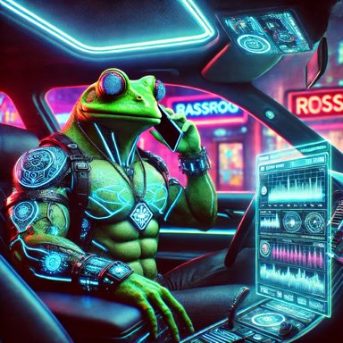 Bassfrog_sol's tweet photo. On the move, on the call, and on the grind. 

Bassfrog doesn’t miss a beat—business flows while the neon glows. https://t.co/fpCoR6cxhd