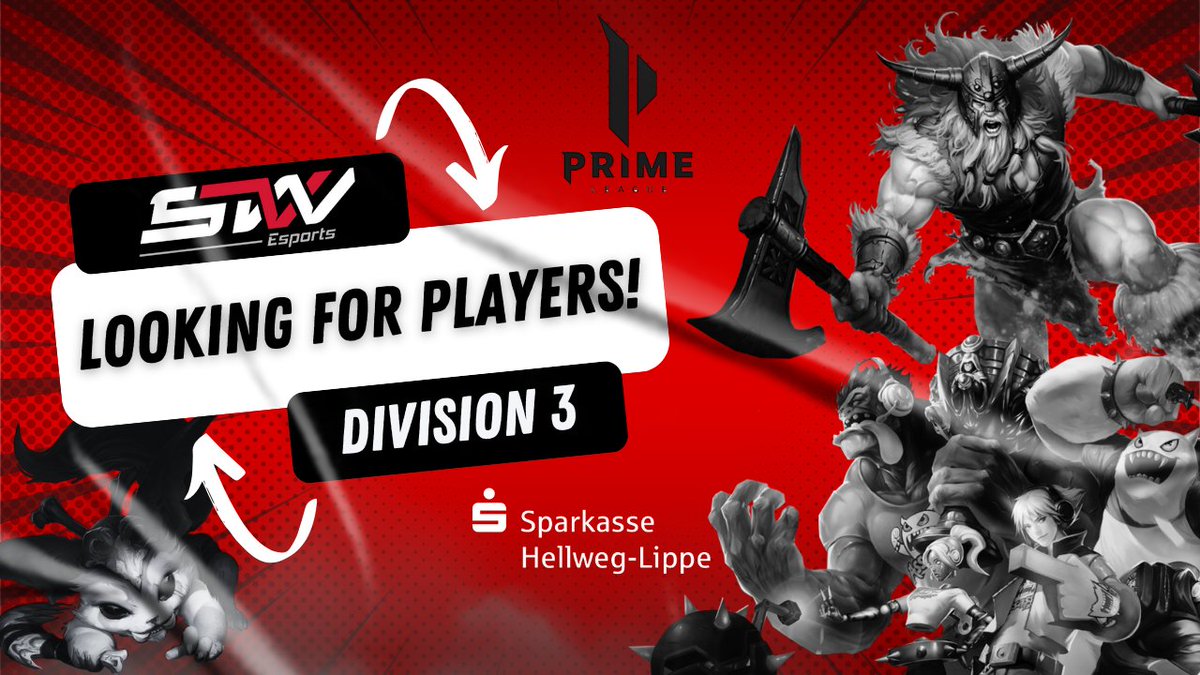 🔴Liga 3 Tryouts⚪️

for the upcoming Primeleague Spring Split'25, we are Looking for:

-Midlane (Master+ preferably GM Peak, DE/EN speaking)
-Jungle (Master+ preferably GM Peak, DE/EN speaking)
-Headcoach/Manager

If Interested, fill out this Formular:
docs.google.com/forms/d/e/1FAI…