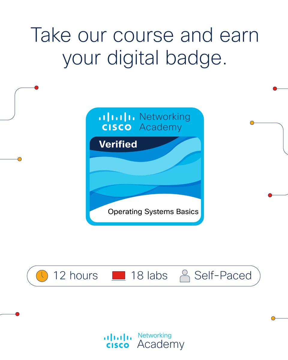 CiscoNetAcad's tweet photo. Every digital device runs on an #OS 💻📱

Whether it's #Linux or Windows, knowing how operating systems work is huge in the world of #tech! 💥 Build your skill set right here: https://t.co/vpyWHs6NmN https://t.co/55iCH8DnUQ
