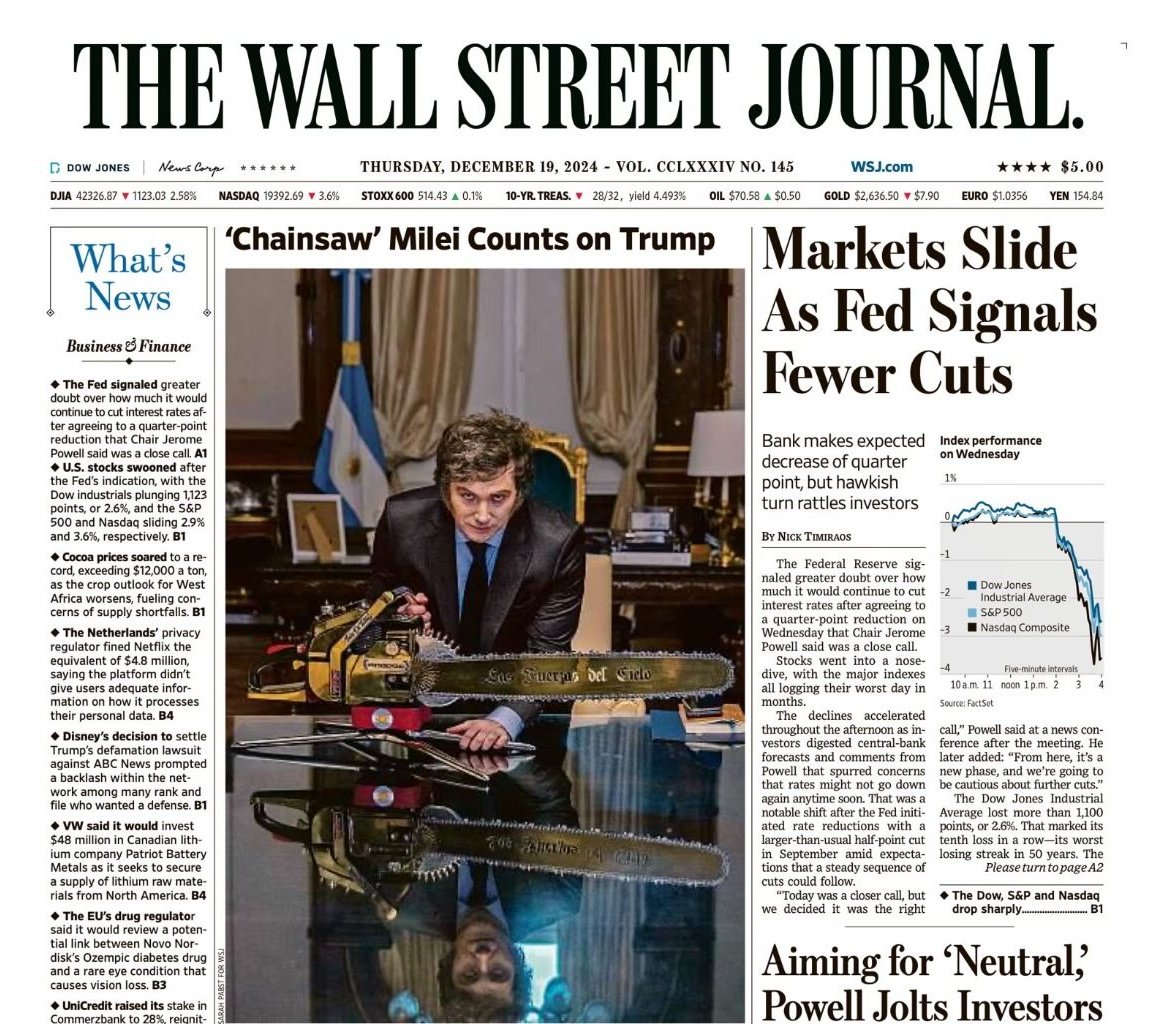 The front page of <a href="/WSJ/">The Wall Street Journal</a> 👇

<a href="/JMilei/">Javier Milei</a> is not just the president of Argentina 🇦🇷, he is the most significant world leader.