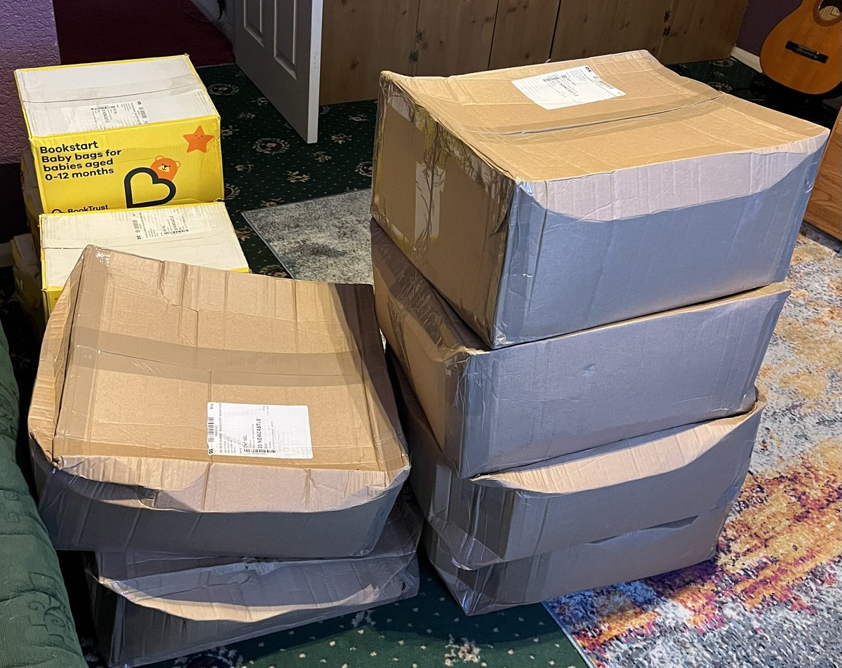 Thanks to our friends at The Book Trust for books to give to children we help. Santa’s come early!!