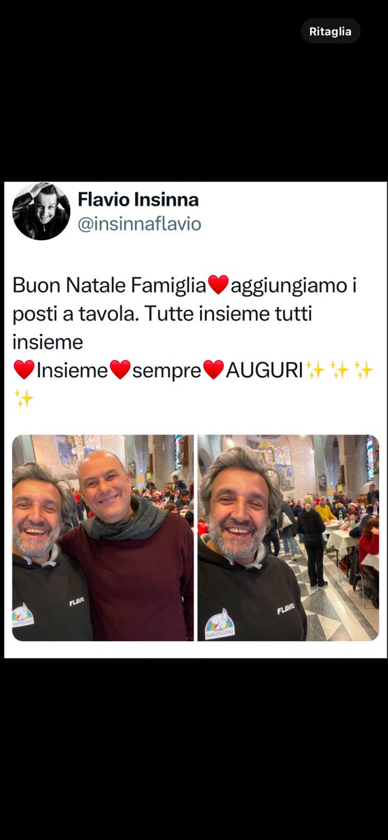insinnaflavio's tweet photo. Ciao Famiglia ❤️Buona domenica. La mia felpa è la stessa ( l’ho lavata😂) ma è passato un anno. Torna il Natale e anche stavolta Aggiungiamo posti a tavola dai! Anzi, daje!💕💕💕💕💕💕💕💕@santegidionews 💙♥️vi voglio bene! ILNataleE’diTutteEdiTutti💜🌈✨✊🏻senza confini♥️ https://t.co/4Z3GjU9UMp