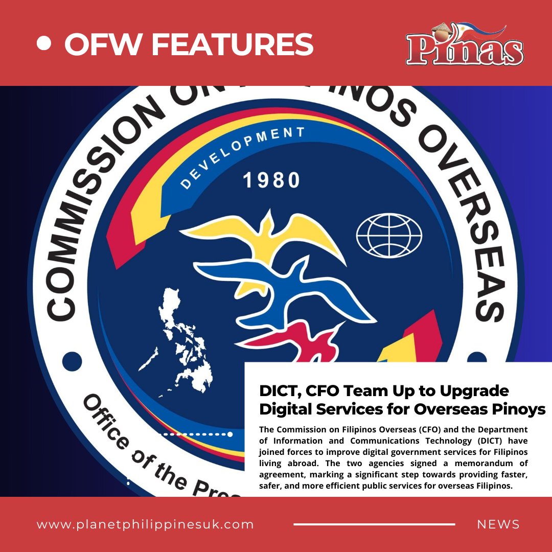 pinastimes's tweet image. Access gov’t services faster &amp;amp; safer wherever you are! 💻✨ DICT &amp;amp; CFO join forces to bring eGov services to your fingertips. 
Read More : planetphilippinesuk.com/DICTCFO

#OverseasPinoyPower #DigitalUpgrade #eGovPH #CFOxDICT #FilipinoExcellence  #ofwlife #OFW #ofwabroad #OFWWorkAbroad