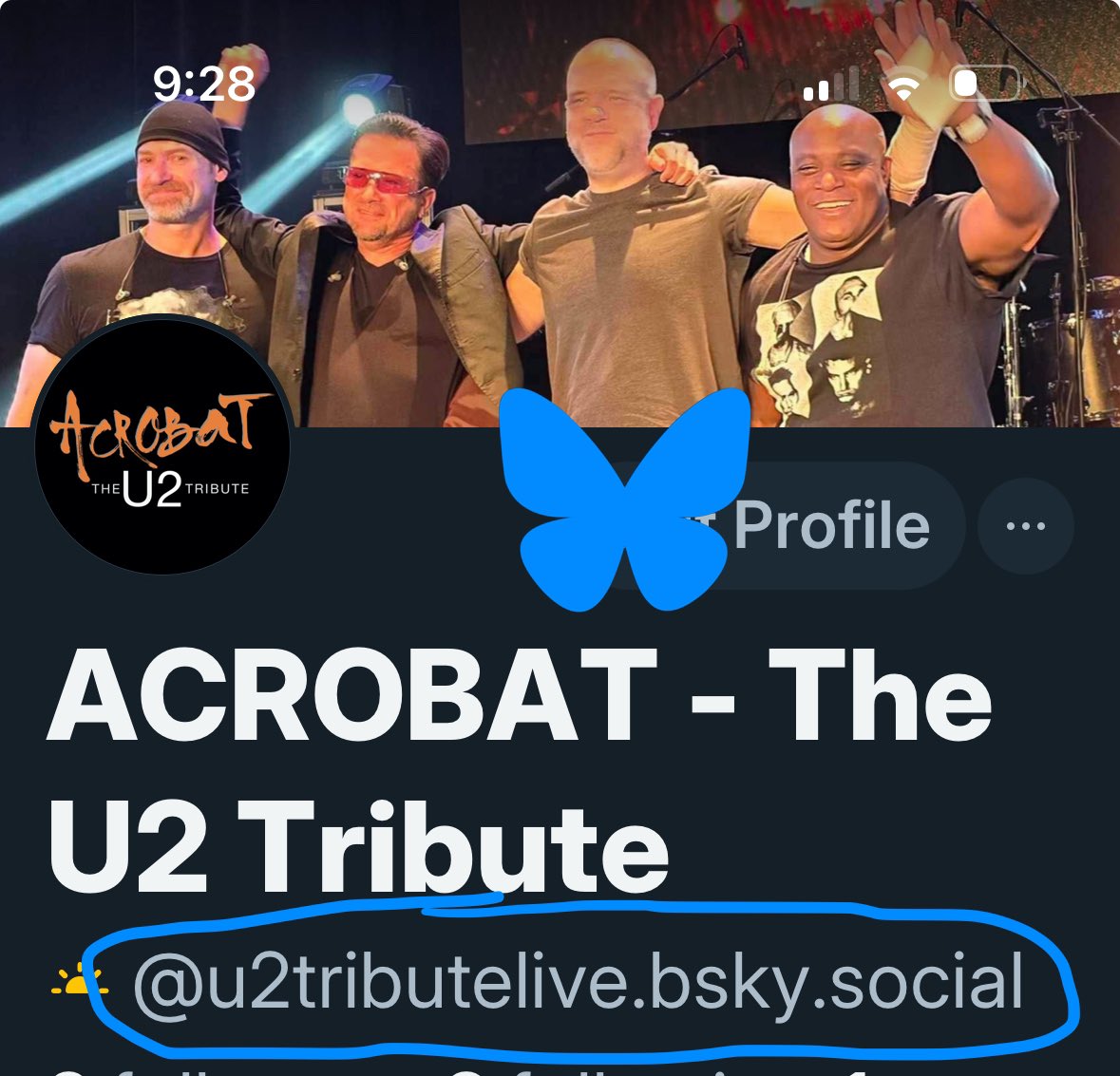 #U2 #U2tribute #U2tributeband #U2fans #Bono #TheEdge #AdamClayton #LarryMullenJr #thisiswhereyoucanreachmenow #BlueskySocial