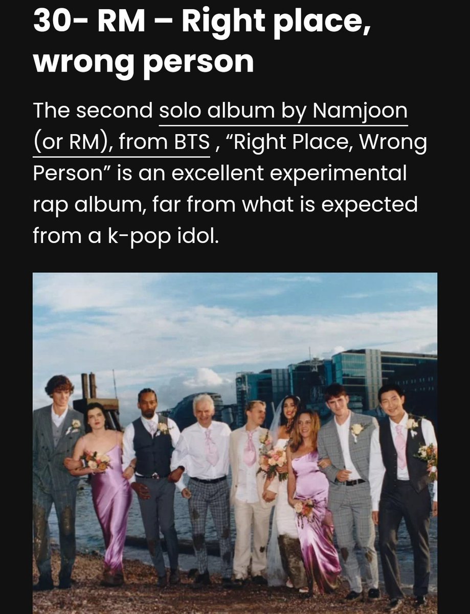 OnlyBTStream's tweet photo. “Right Place, Wrong Person” de RM fue mencionada en la lista 'Los 30 mejores álbumes (y EP) de 2024' de Musicult Brasil.

cr. BTSGlobalCharts 
CONGRATULATIONS RM
#RM #RightPlaceWrongPerson https://t.co/mRebTkyM5a