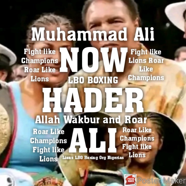 Mi29ukSecurity's tweet photo. @BoxingLbo
Like Muhammad Ali Boxer Now HADER ALI Allah Wakbur Roar of Lions Boxing Organisation LBO Boxing Nigerias sanction tournaments Body. LBO Title belt fights. Something happened? I've given up towards finding a job an getting a Pro Boxers Licence
https://t.co/A6MHChJvDR https://t.co/NDmmJECHmY