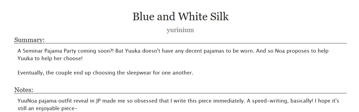 yuririnium's tweet photo. A flash update of the Yuu*Noa series!!! 

The latest update of Blue Archive JP made me so crazy that I know I have to write this immediately!

Another installment of the #YuuNoa fanfic 
#BlueArchive #ブルアカ #fanfiction
Blue and White Silk 
Rating: SFW  
Link in reply: https://t.co/qN2ZkQLYTS