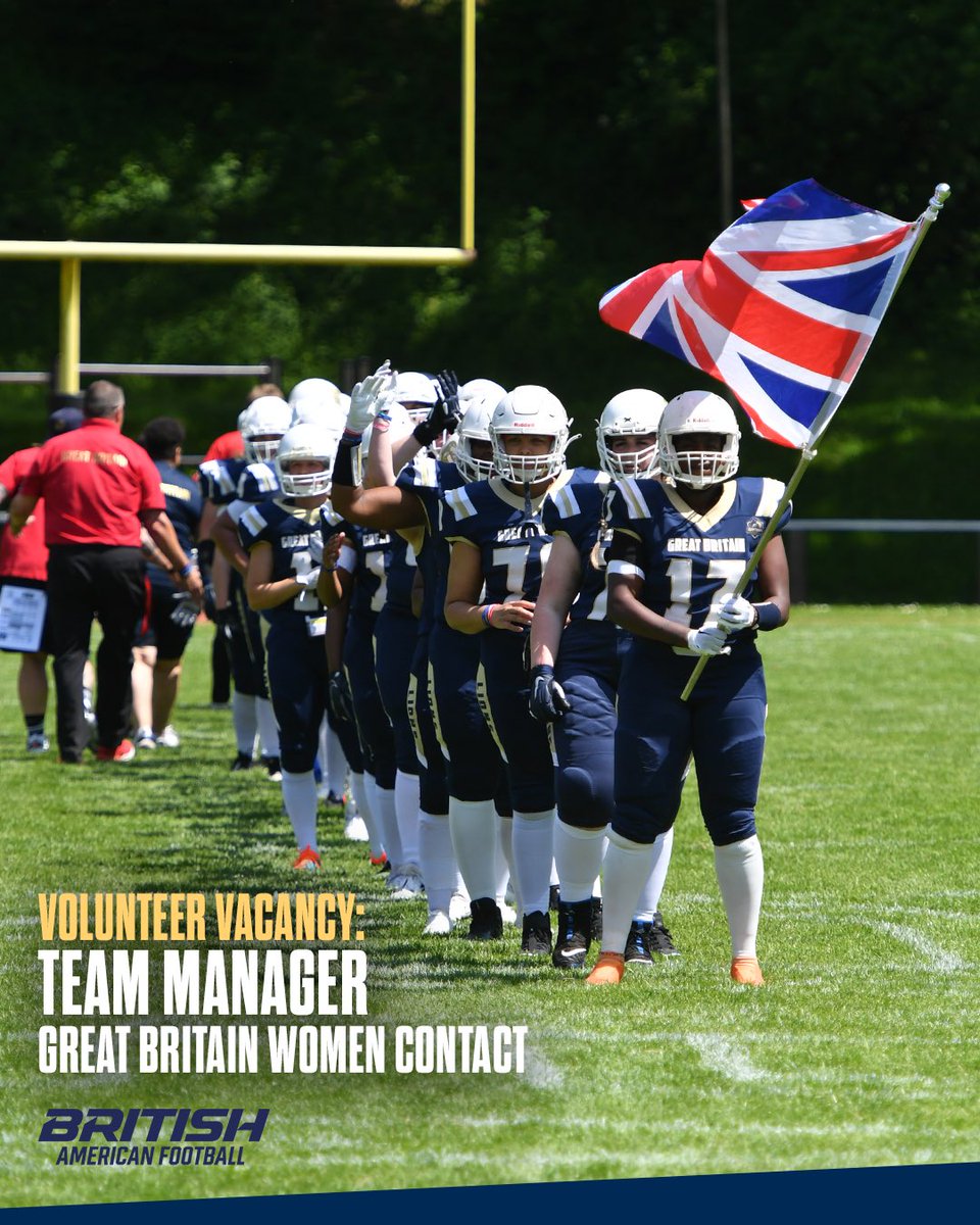British American Football (@bafaofficial) on Twitter photo New Volunteer Vacancy: Team Manager, Great Britain Womenās Contact š¬š§
Support the development of the Great Britain Womenās National Team off the back of their silver-medal-winning European campaign
Learn more: britishamericanfootball.org/jobs/british-aā¦
#GreatBritainLions #BritishAmericanFootball New Volunteer Vacancy: Team Manager, Great Britain Womenās Contact š¬š§
Support the development of the Great Britain Womenās National Team off the back of their silver-medal-winning European campaign
Learn more: britishamericanfootball.org/jobs/british-aā¦
#GreatBritainLions #BritishAmericanFootball