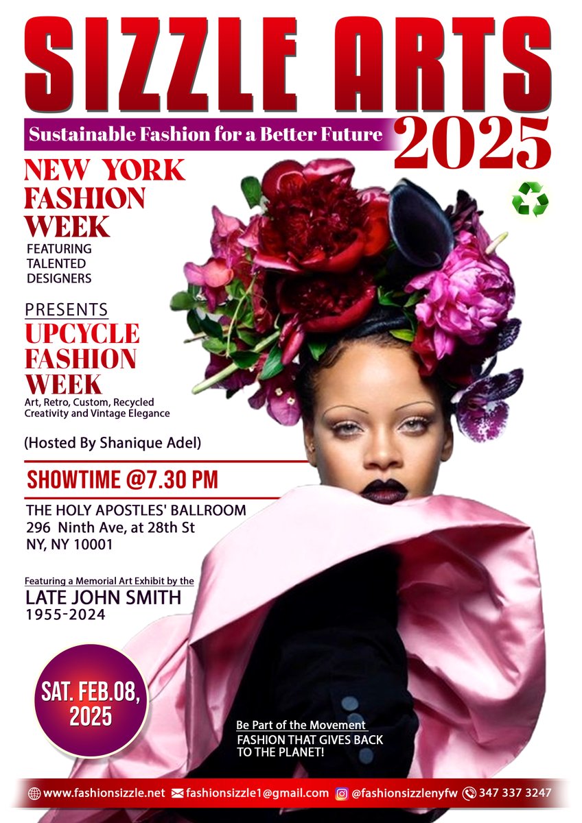 fashionsizzle1's tweet image. Get ready to witness history in the making! On Saturday, February 8, 2025, during the iconic New York Fashion Week, we proudly present the debut of Upcycle Fashion Week by #Sizzlearts #fashion #nyfw #Sustainability #vintage #vintagestyle #upcycle
eventbrite.com/e/upcycle-ny-f…