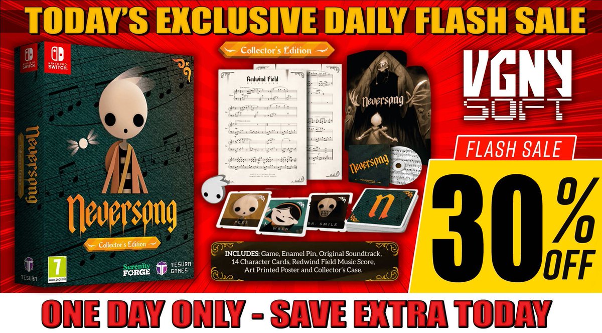 VGNYSoft's tweet photo. The penultimate #DailyFlashSale is here and you can save 30% on a copy #Neversong Collector's Edition for today ONLY! Find out the truth in the quest to save your girlfriend!
Past traumas: https://t.co/BxymhIQSFE
#Nindies #Tesura #PianoOST https://t.co/kU8WHHqC8C