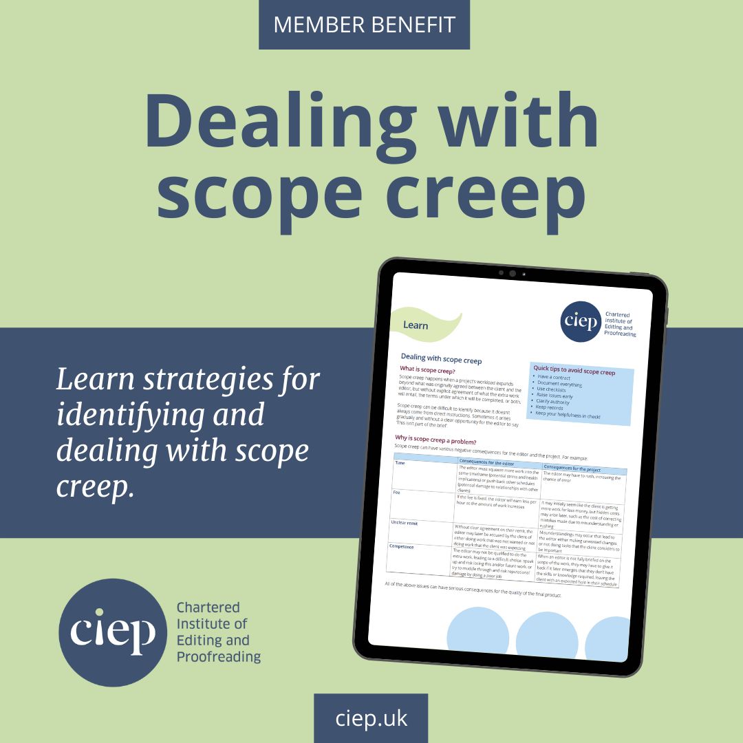 Don't let scope creep ruin your project! In this fact sheet, Hazel Bird explains how to watch out for it and manage it. Get your copy from the CIEP website:  £1.50, or FREE for CIEP members. 👉👉👉 ciep.uk/resource/fact-…