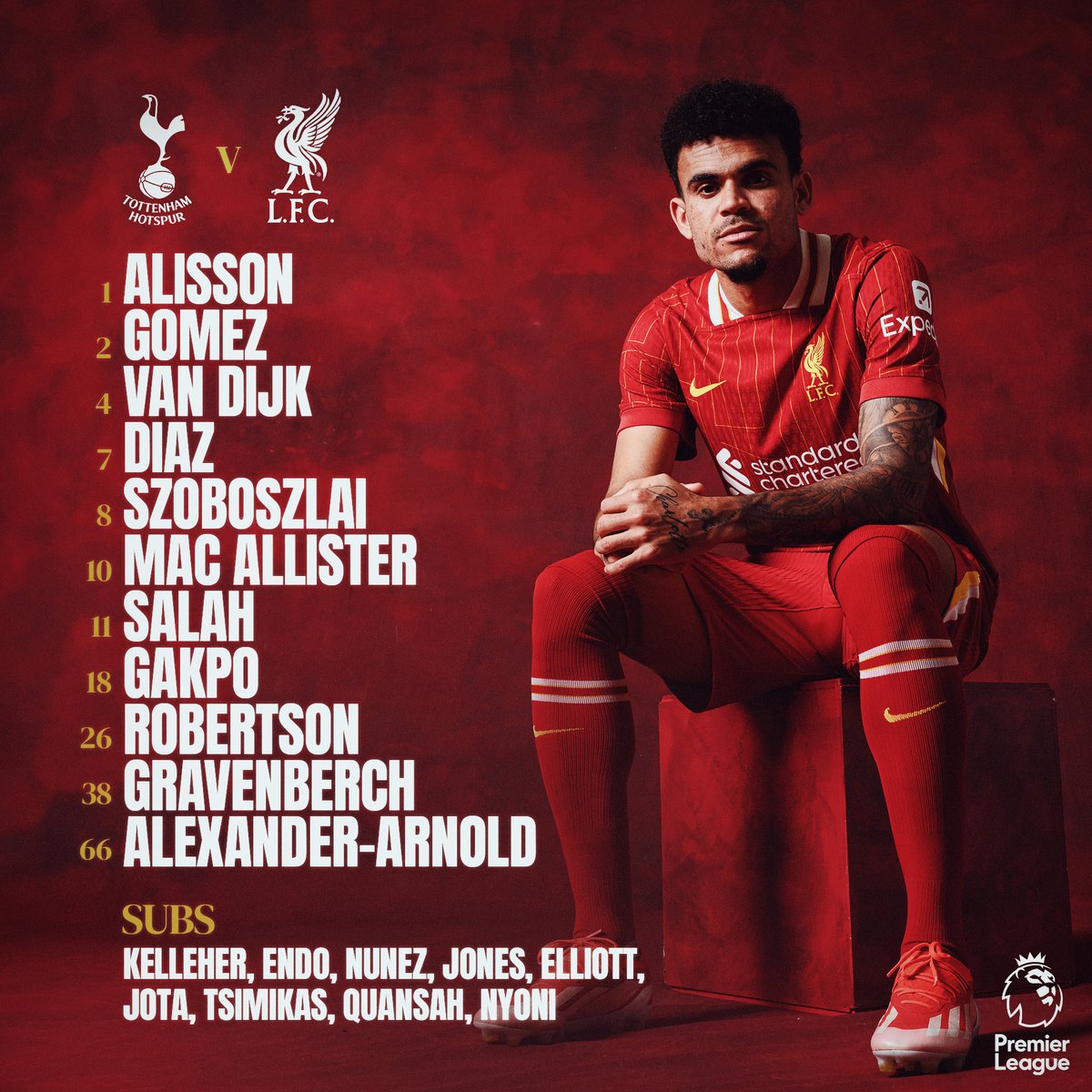 LFC's tweet photo. The Reds to take on Spurs 👊🔴 #TOTLIV
