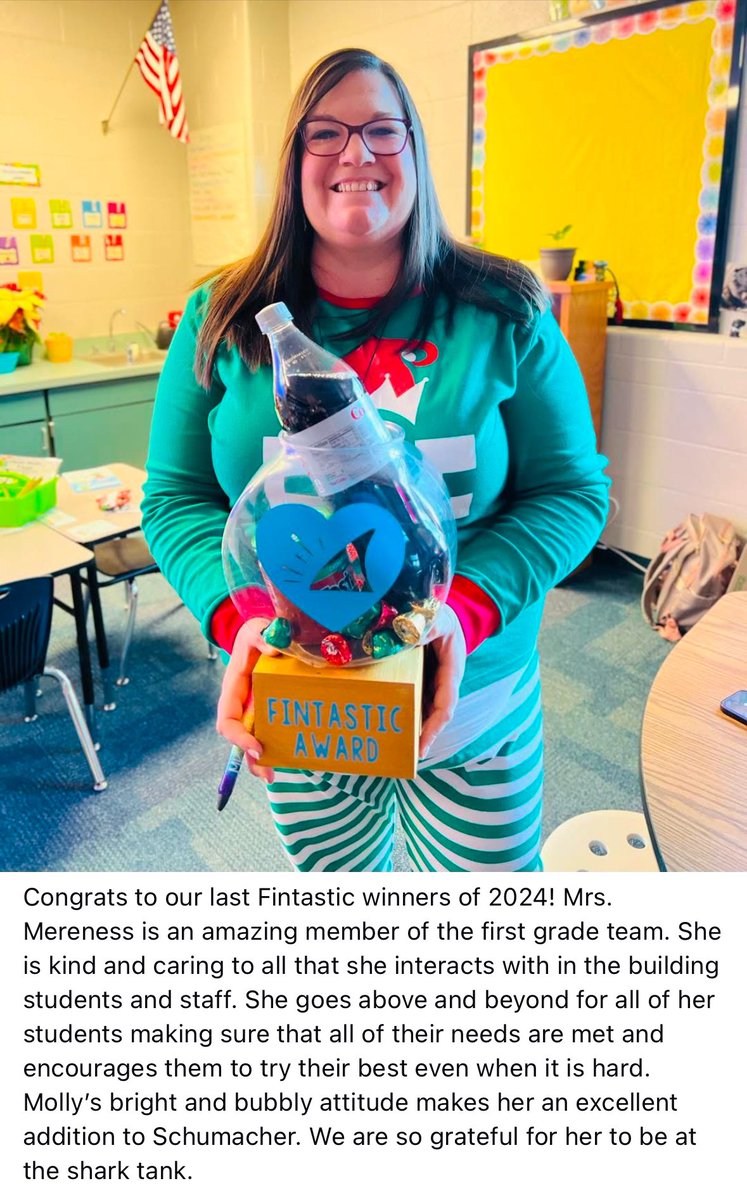 LillianSchuElem's tweet photo. Congrats to our last Fintastic winners of 2024, Miss Shepard and Mrs. Mereness!
#Fintastic #ShareTheGoodLPS #allfinsin #LSSharks https://t.co/FosfXifhPv