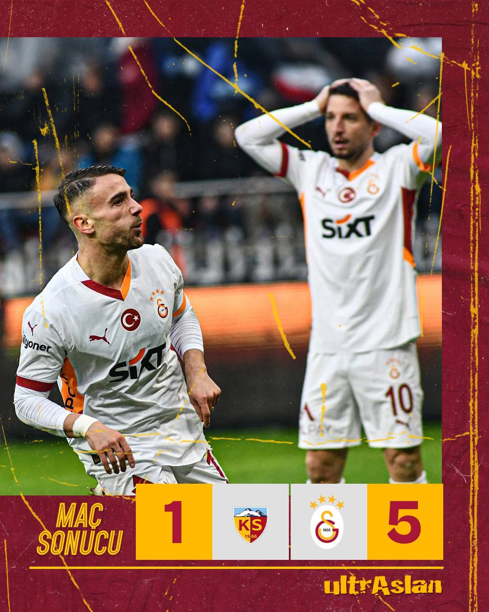 ultrAslan (@ultraslan) on Twitter photo Maç Sonucu | Kayserispor 1 - 5 GALATASARAYIMIZ
⚽️ 4' Osimhen
⚽️ 29' Barış Alper
⚽️ 51' Yunus
⚽️ 71' Osimhen
⚽️ 87' Barış Alper Maç Sonucu | Kayserispor 1 - 5 GALATASARAYIMIZ
⚽️ 4' Osimhen
⚽️ 29' Barış Alper
⚽️ 51' Yunus
⚽️ 71' Osimhen
⚽️ 87' Barış Alper