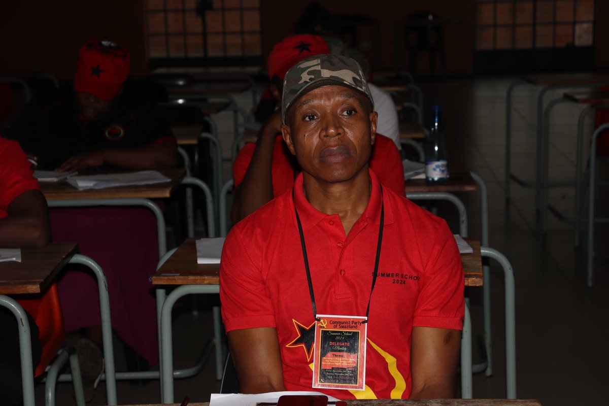 CPSwaziland's tweet photo. CPS General Secretary Comrade Thokozane Kenneth Kunene listening attentively as Comrades make their presentations.
#ReleaseBongo
#ReleaseAllPoliticalPrisoners https://t.co/g8c0cX9kSu