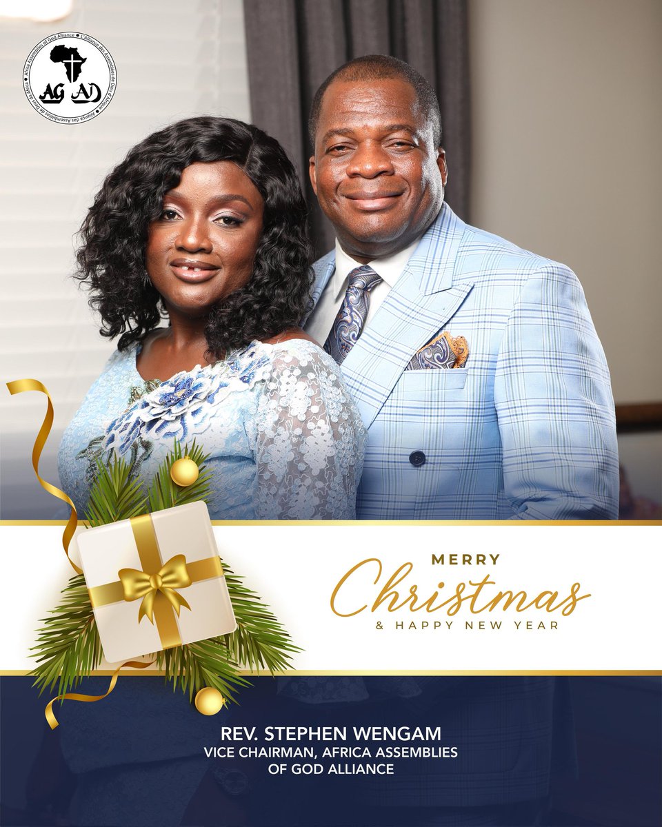 _agghana's tweet photo. Season’s Greetings from Rev. Stephen Wengam, Vice Chairman of Africa Assemblies of God Alliance, and his family. 

Wishing you a Merry Christmas and a Happy New Year filled with God’s blessings!

#SendTheLight | #AssembliesOfGodGhana https://t.co/xXtUF9FCnq