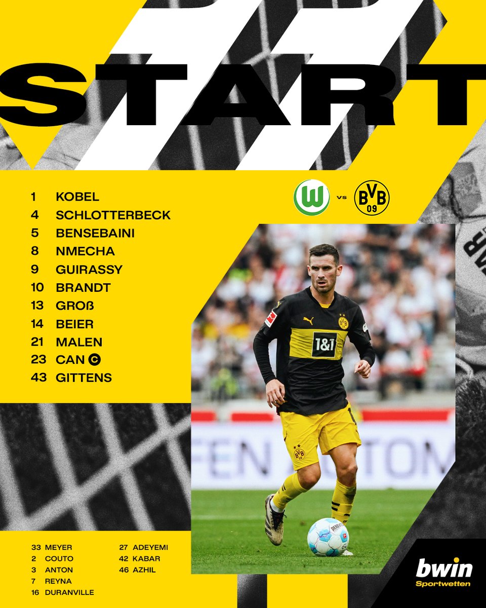 BVB's tweet image. 🔔 Mit dieser Elf in Wolfsburg! 1️⃣1️⃣

#WOBBVB