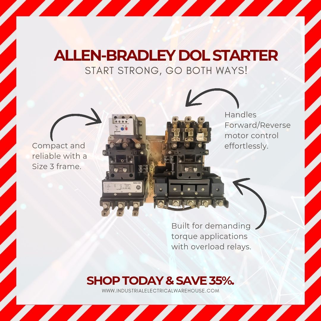 iewarehouse1974's tweet image. Need motor control that can handle any direction?

Allen-Bradley DOL Starter makes forward/reverse switching effortless. Built tough for torque-heavy applications.

Compact, reliable, and now 35% off! Perfect for industrial-grade performance.

#AllenBradley #allenbradleyplc