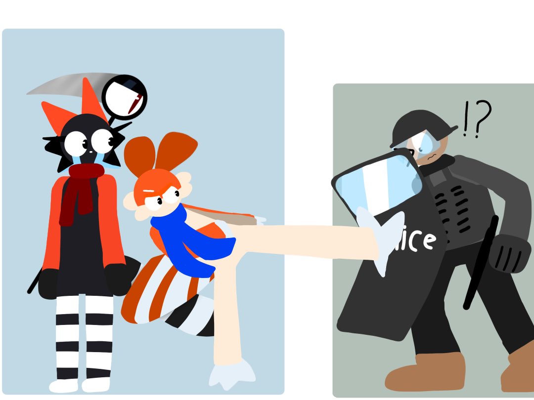 Tohomari side kick at police shield ⁦<a href="/lewkandun/">Lewkandun Animation</a>⁩