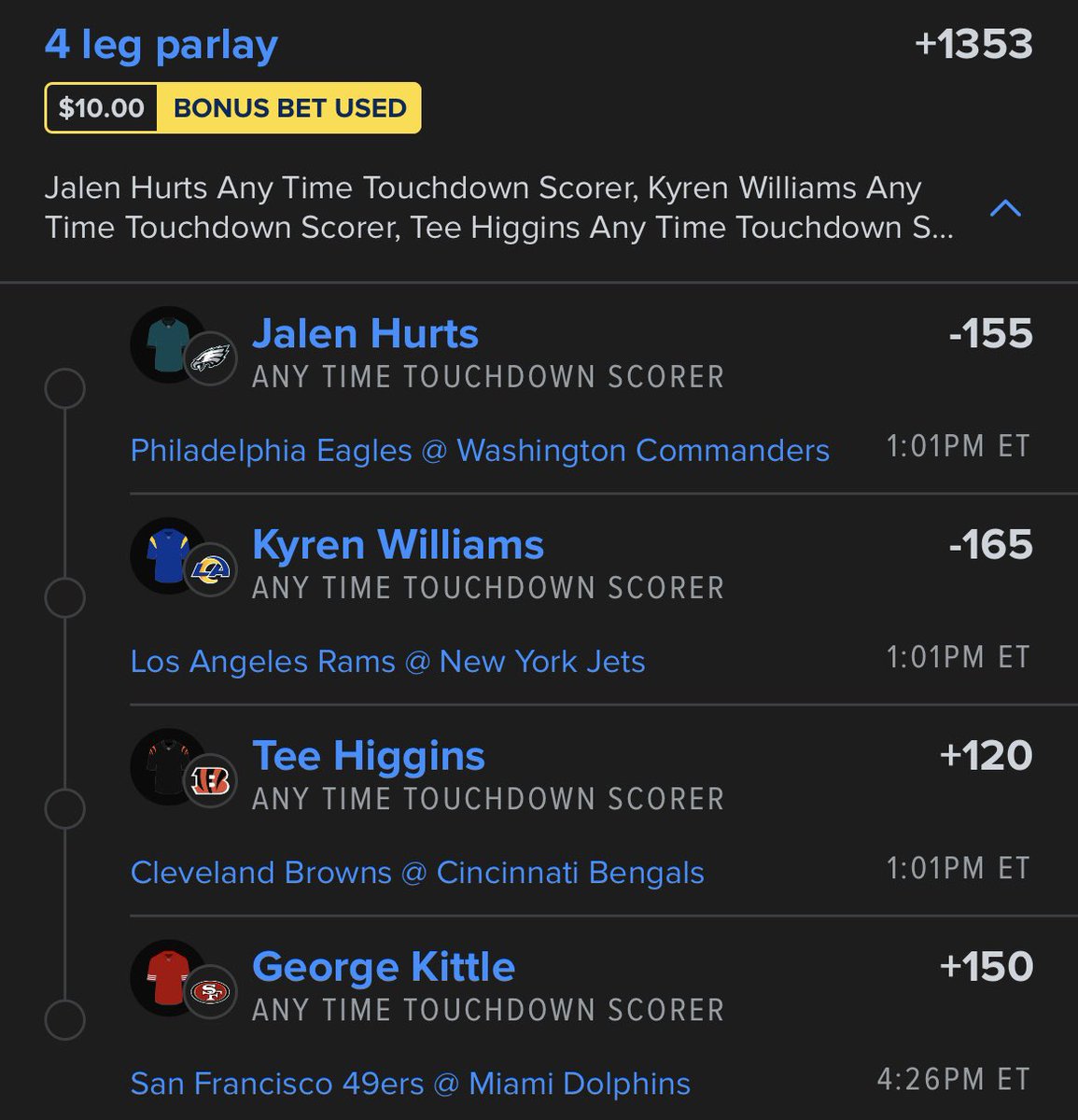 ___yert's tweet photo. 2 Anytime TD scorer parlays

#GamblingX #NFL https://t.co/WOvTE18L7r