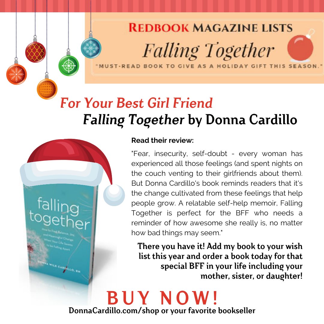 DonnaCardilloRN's tweet photo. Add #FallingTogether to your wish list this year, and order a book today for that special BFF in your life, including your mother, sister, or daughter! BUY NOW at https://t.co/nXFrIoEWlU
#TheInspirationNurse™ #DonnaCardillo #authors #books https://t.co/eWeQti1Ptb