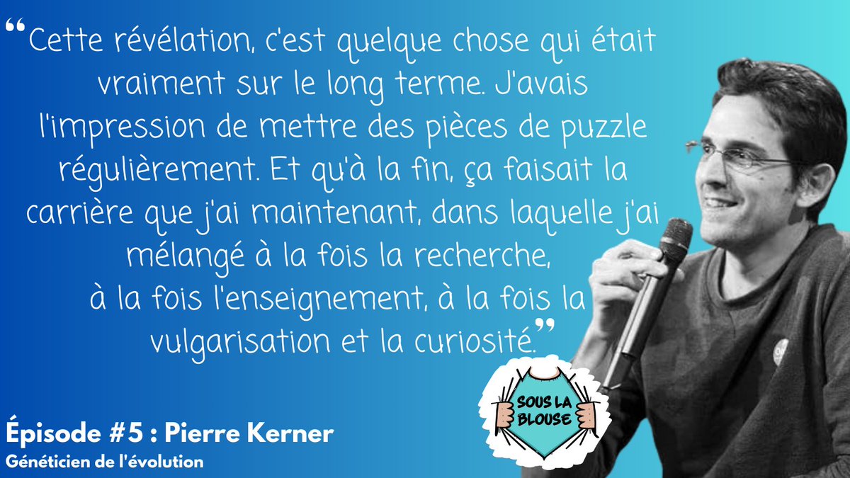 SousLaBlouse's tweet photo. 🦌 Calendrier de l’avent J22 !
@pierrekerner , généticien de l'évolution «C'est quelque chose qui était sur le long terme. J'avais l'impression de mettre des pièces de puzzle régulièrement. Et qu'à la fin, ça faisait la carrière que j'ai maintenant.» 
🎧▶️https://t.co/HbkcWtyxft https://t.co/UWvbWBkNuX