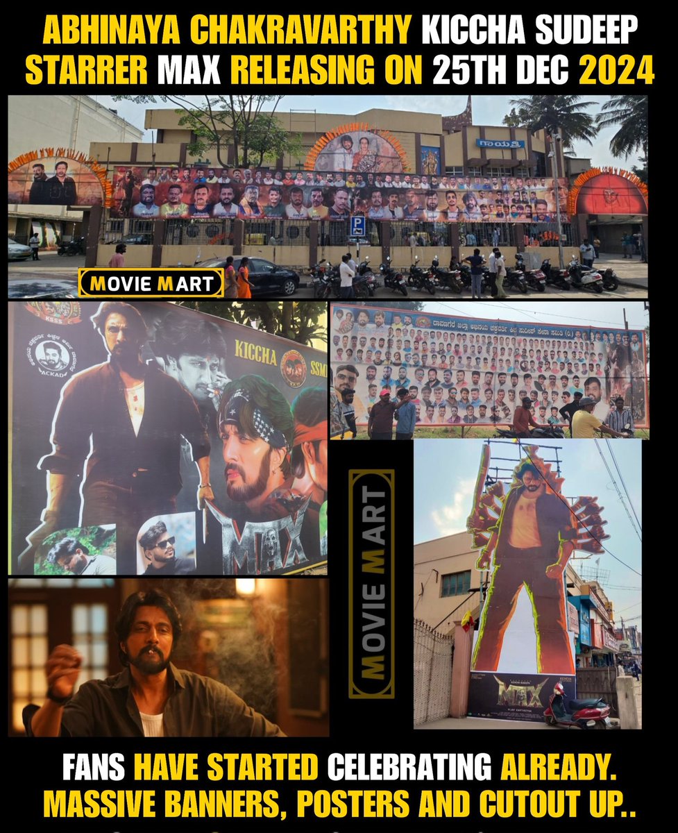 MovieMartMedia's tweet photo. Celebrations from fans begins #KicchaSudeep starrer #MaxTheMovie 🔥🙏🏼😍

#MaxTrailer #MaxMovieOnDec25 https://t.co/RbDVuUw24c