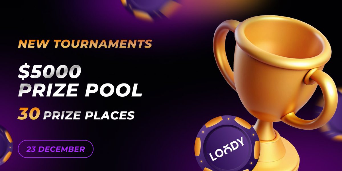 LOODYTeam's tweet image. 🎰 NEW YEAR'S TOURNAMENT STARTS TOMORROW! 🎄

💰 Prize Pool: $5,000 | 🏅 30 Winners

🔥 Play, climb the leaderboard, and claim your share!

😎 Fortune favors the bold — don’t miss it!
#usdt #CryptoNews #blockchain #web3