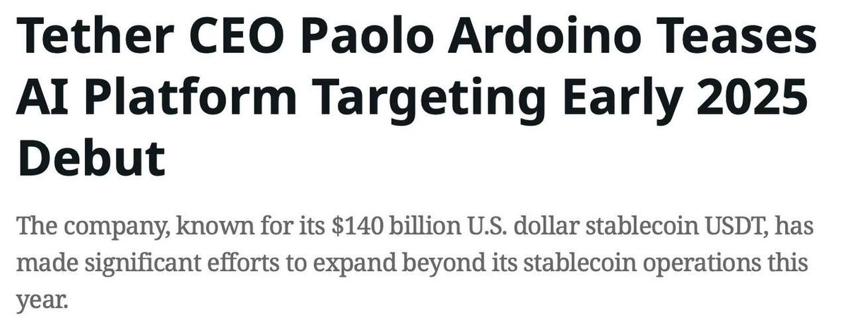 PredictHub_io's tweet image. Tether AI is set to launch by the end of Q1 2025, according to Tether&apos;s CEO 👀

#PredictHub