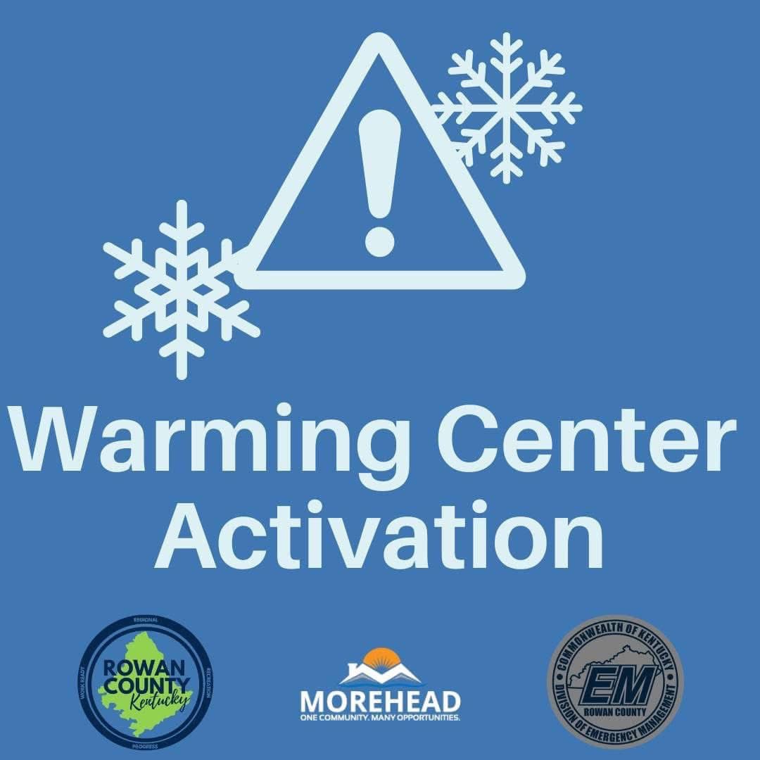 The Warming Center will be open from 8 p.m. to 8 a.m. tonight. It is located at the Morehead Police Department (309 W. Main St.)