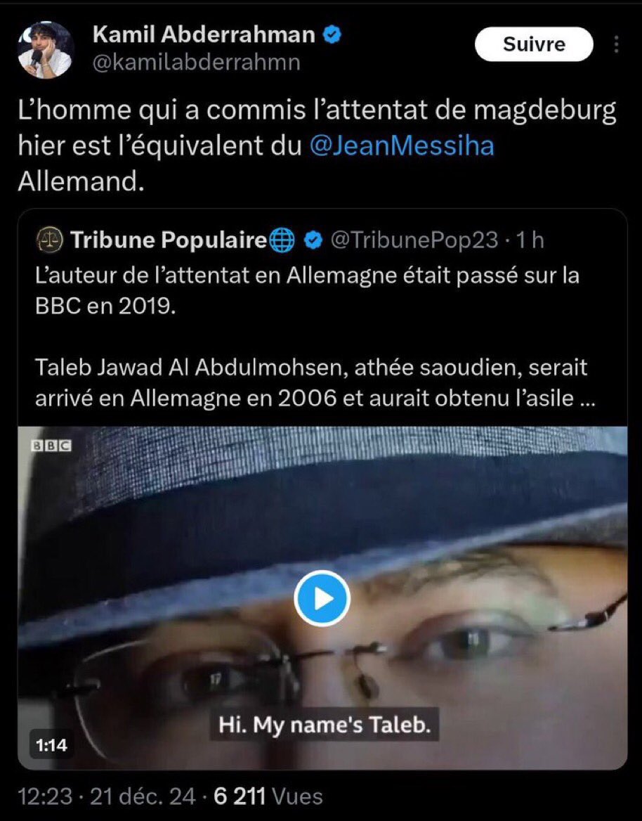 JeanMessiha's tweet photo. ⚠️ PLAINTE EN DIFFAMATION ⚠️

La racaille islamisée @kamilabderrahmn me traite de terroriste.

Une plainte en diffamation sera déposée demain près le tribunal de Paris.

Les gauchistes et la diversité racaille doivent comprendre qu’on ne laissera plus rien passer. https://t.co/evDowLz9nn