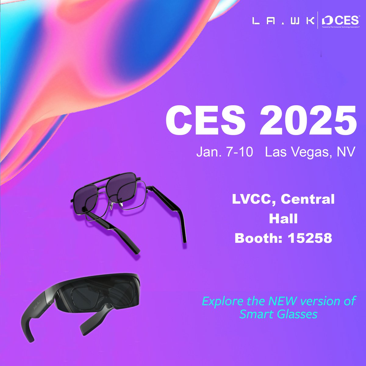lawakenglasses's tweet photo. We’re heading to Las Vegas for the world’s most exciting tech event! 🚀 Will we see you at #CES2025? Get ready for big major announcements from us! 🔥 Register now: https://t.co/06iwhKgaHV https://t.co/pLGopYxJHH