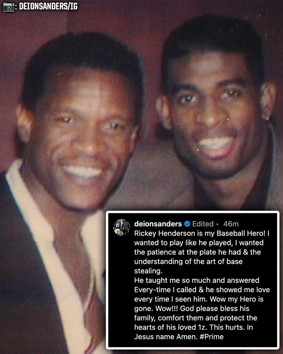 MLB's tweet image. &quot;Rickey Henderson is my baseball hero!&quot;

Deion Sanders pays his respects to the great Rickey Henderson ❤️