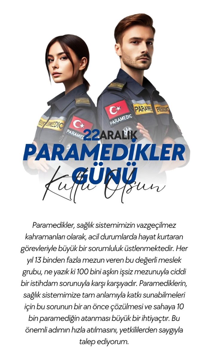 Paramedikler hakkı olan atamanın yapılmasını talep ediyor sayın bakanım sesimizi lütfen duyun <a href="/drmemisoglu/">Prof. Dr. Kemal Memişoğlu</a> 
#ParamediklereAdilAtama