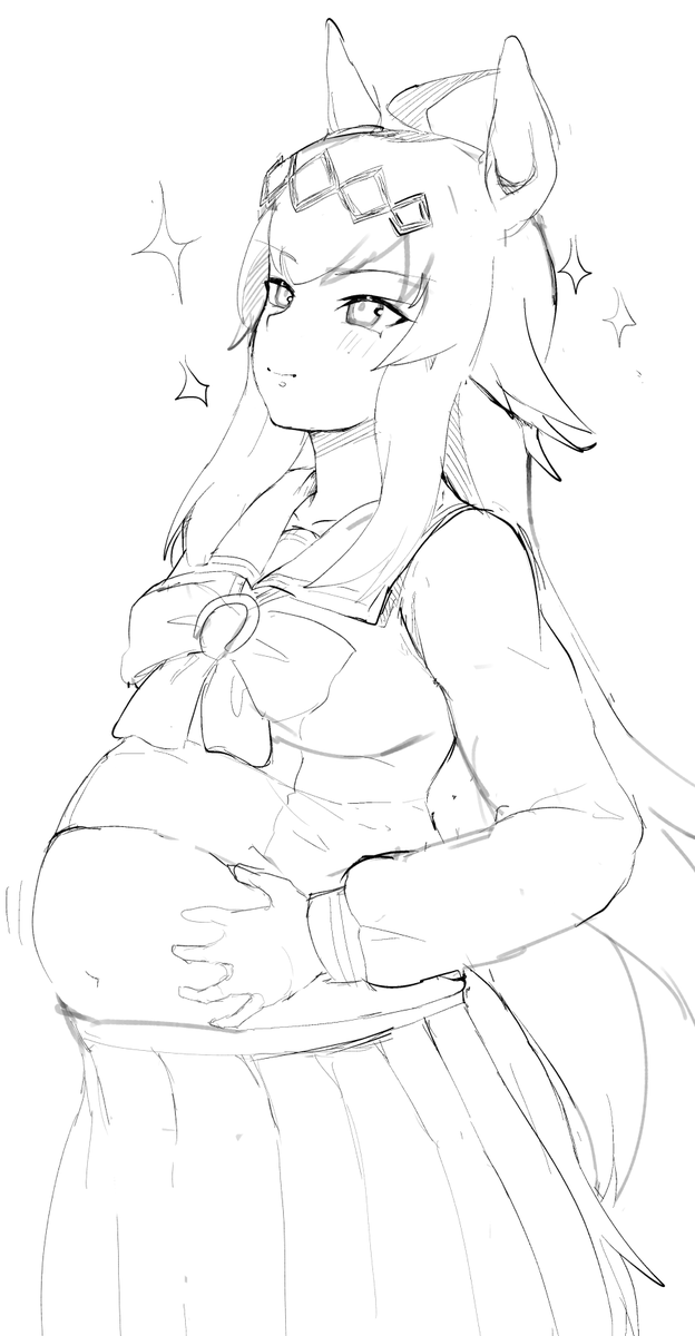 さっきの描きこんでく満腹オグリ 