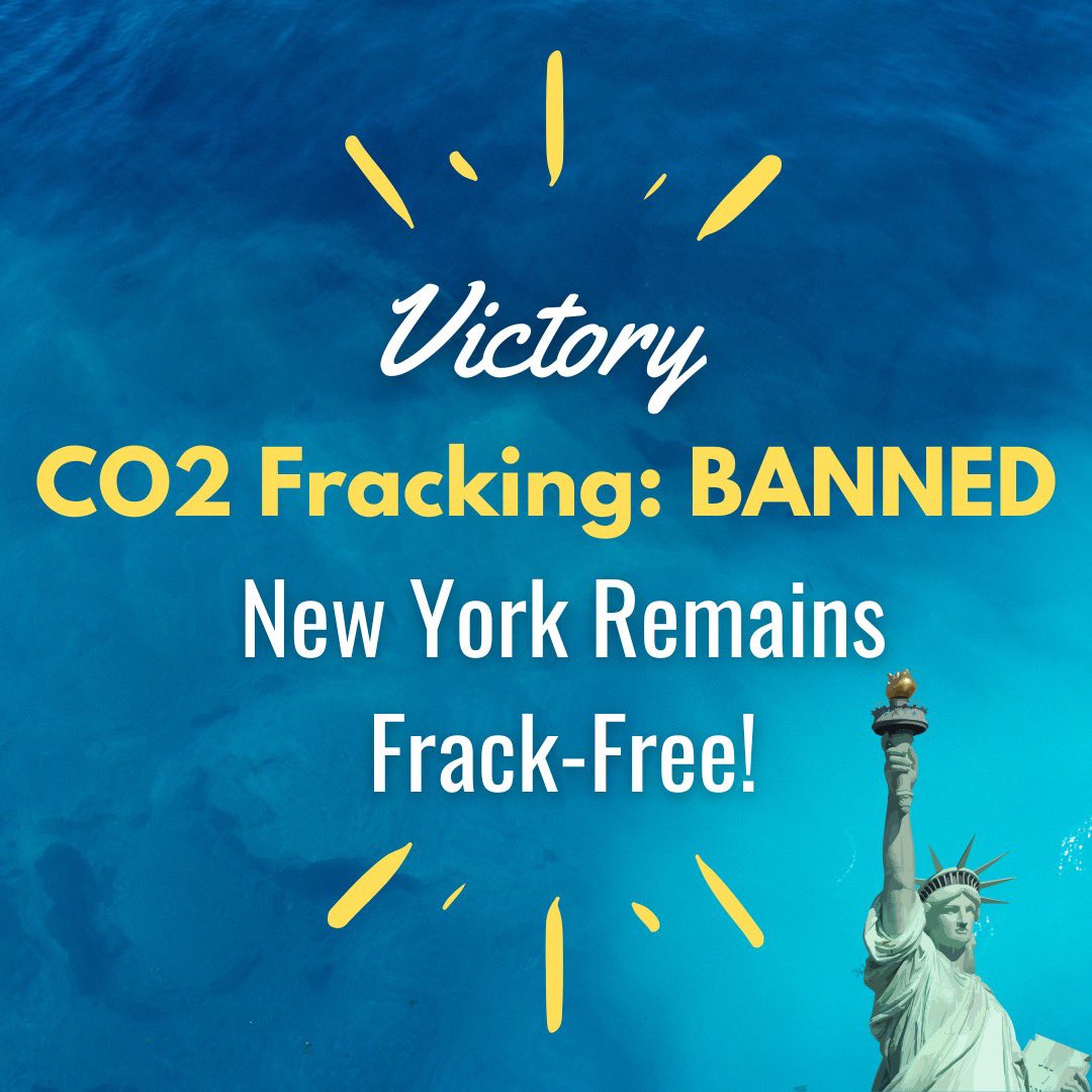 Frack Action (@frackaction) on Twitter photo VICTORY! An experimental + dangerous form of drilling / fracking for gas using CO2 instead of water has been BANNED in New York!
Gov Hochul signed the bill prohibiting CO2 fracking into law last night. Thank you <a href="/AMKelles/">Assemblymember Dr. Anna R. Kelles</a>, <a href="/SenatorLeaWebb/">Lea Webb</a>, & <a href="/GovKathyHochul/">Governor Kathy Hochul</a> for your leadership. VICTORY! An experimental + dangerous form of drilling / fracking for gas using CO2 instead of water has been BANNED in New York!
Gov Hochul signed the bill prohibiting CO2 fracking into law last night. Thank you <a href="/AMKelles/">Assemblymember Dr. Anna R. Kelles</a>, <a href="/SenatorLeaWebb/">Lea Webb</a>, & <a href="/GovKathyHochul/">Governor Kathy Hochul</a> for your leadership.