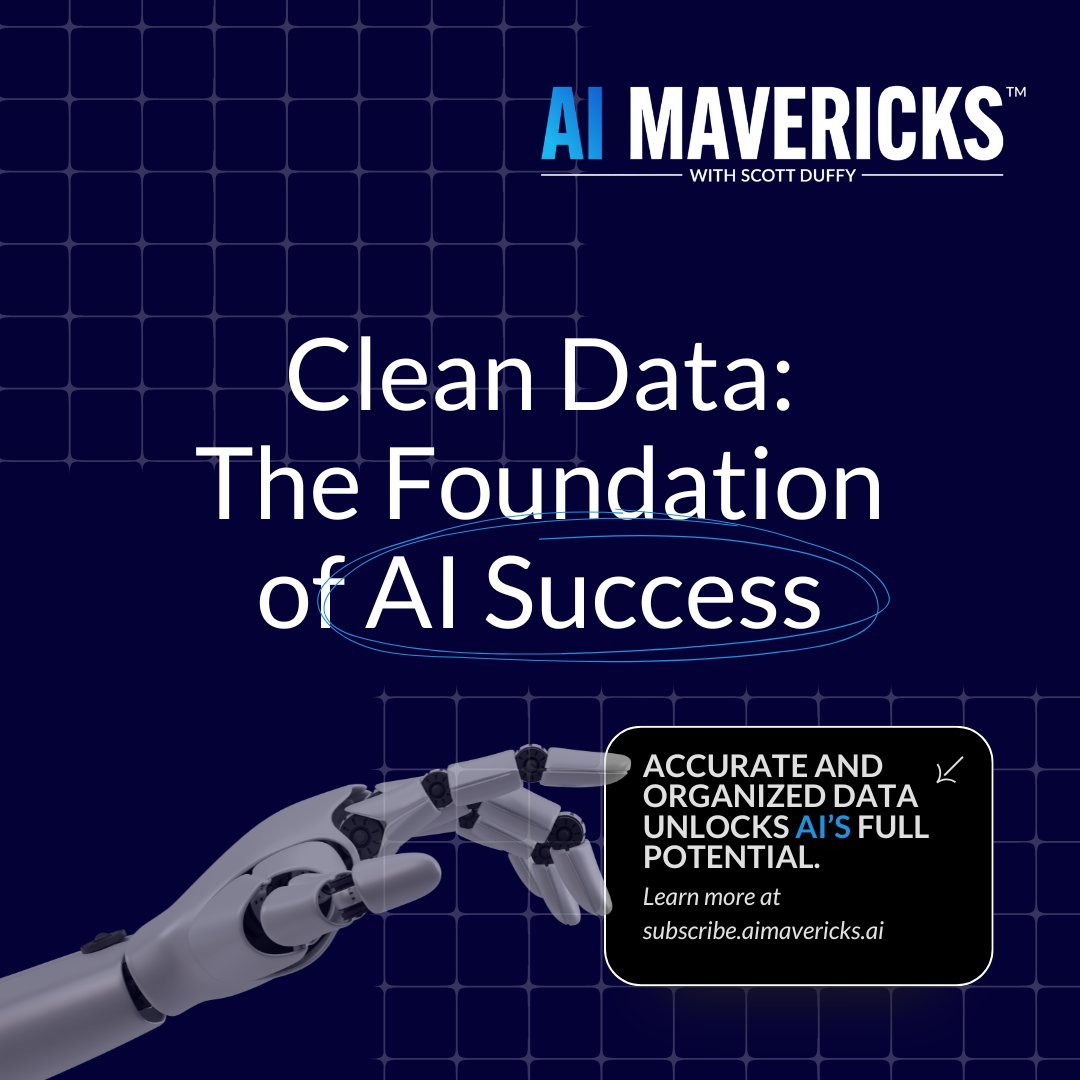 scottduffymedia's tweet image. Your AI is only as good as your data. ๐ Clean, well-organized data ensures your AI delivers accurate results and meaningful insights. Donโt let poor data quality hold you backโtake the first step toward AI success with AI Mavericks. #AIMavericks #CleanData #AIImplementationโฆ
