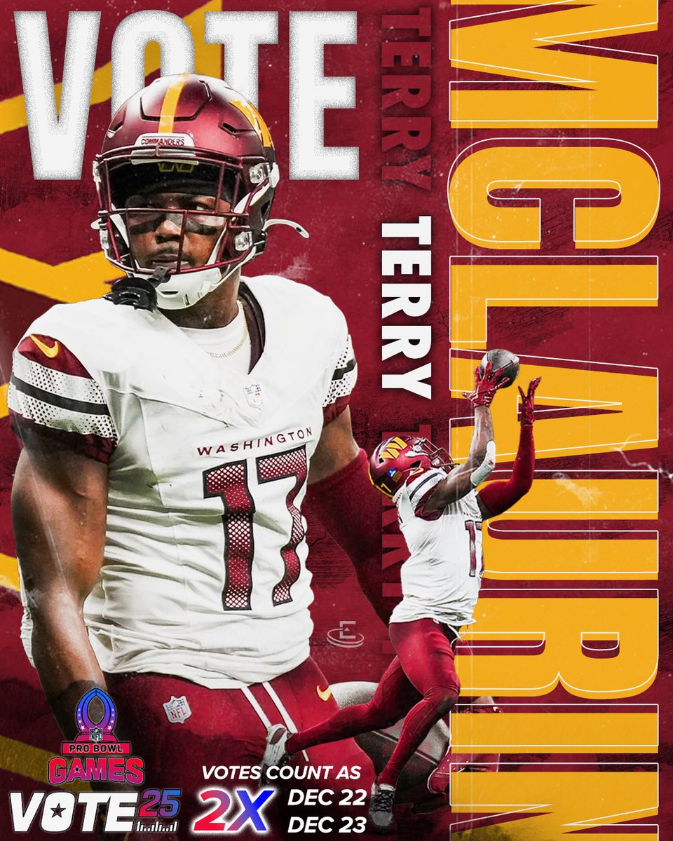 Exclusive Sports Group (@exclusive_sg) on Twitter photo DOUBLE Votes are LIVE! Each RT counts as 2 votes to help send Terry McLaurin to the Pro Bowl!
<a href="/TheTerry_25/">Terry McLaurin</a> • #ProBowlVote DOUBLE Votes are LIVE! Each RT counts as 2 votes to help send Terry McLaurin to the Pro Bowl!
<a href="/TheTerry_25/">Terry McLaurin</a> • #ProBowlVote