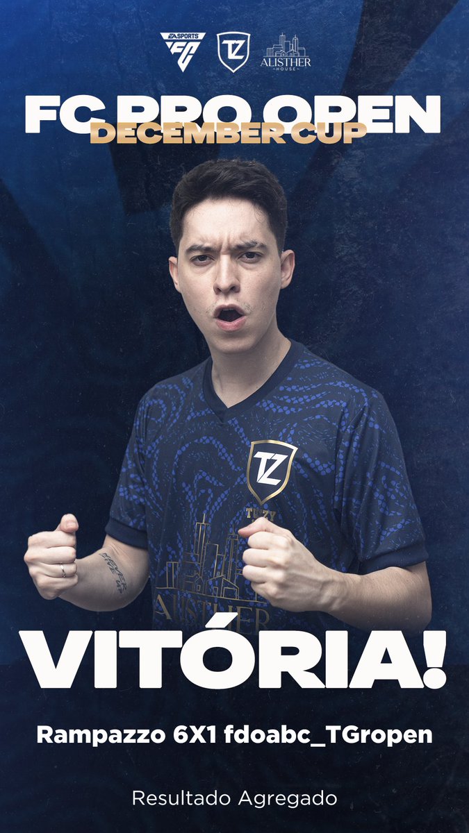 TuzzyEsports's tweet photo. Jogaço do Rampazzo! 🔥
Vitória de 6x1 contra @Theo_Gropen e seguimos com tudo para o próximo round do Mata-Mata na FC Pro 25 Open - December Cup!
#GoTuzzy #FCPRO25 #DecemberCUp #TuzzyEsports